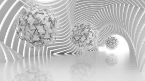 абстрактная композ со сферами из треугол